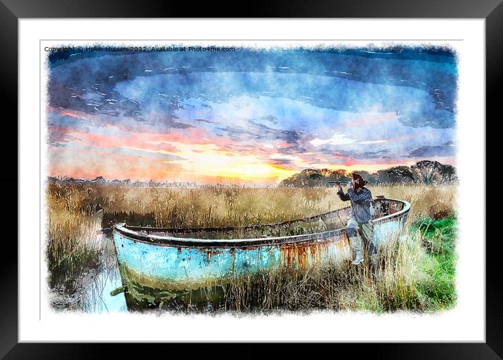 Up a Creek Without a Paddle Framed Mounted Print by Helen Hotson
