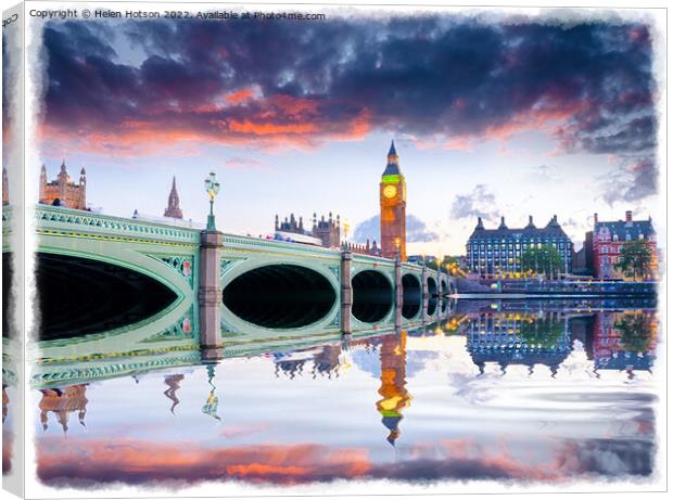 London at Dusk Canvas Print by Helen Hotson