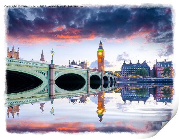 London at Dusk Print by Helen Hotson