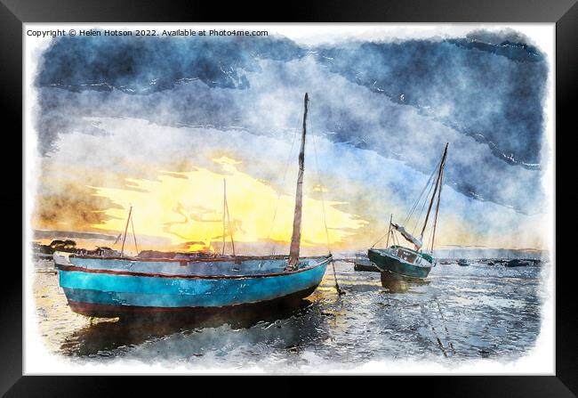Boats in the Harbor Framed Print by Helen Hotson