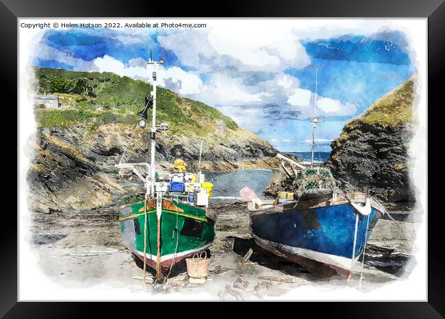 Fishing Boats in Cornwall Framed Print by Helen Hotson