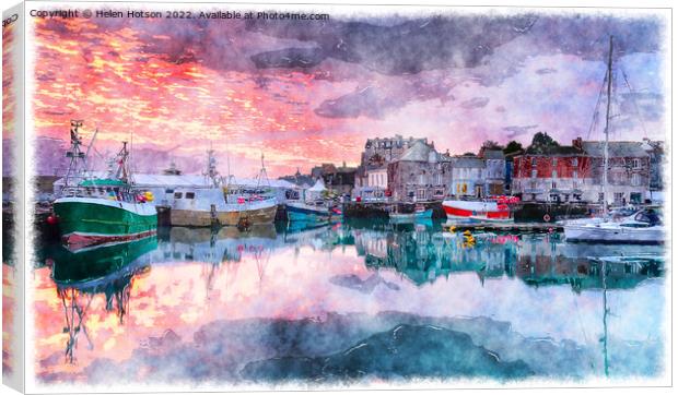 Sunrise at Padstow Canvas Print by Helen Hotson