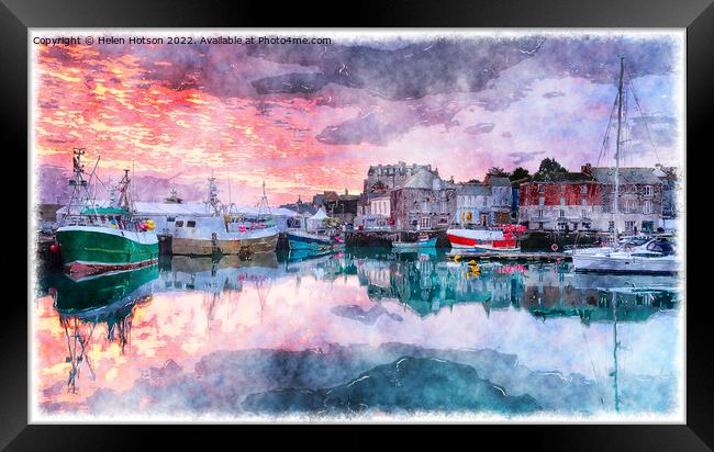 Sunrise at Padstow Framed Print by Helen Hotson