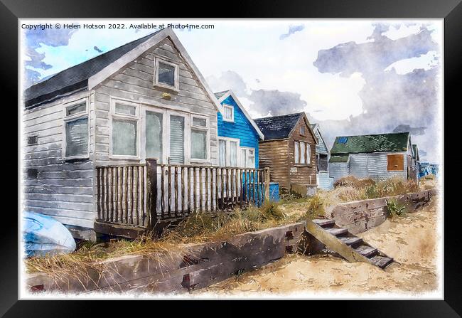 Beach Huts on Mudeford Spit Framed Print by Helen Hotson
