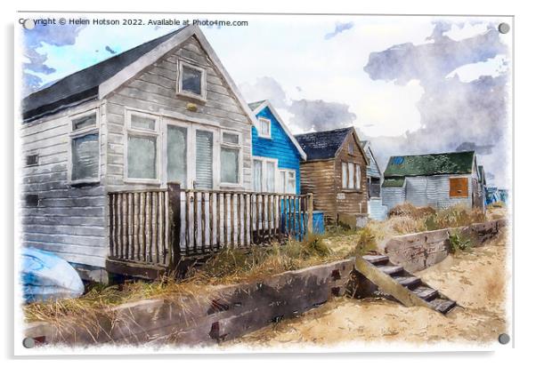 Beach Huts on Mudeford Spit Acrylic by Helen Hotson