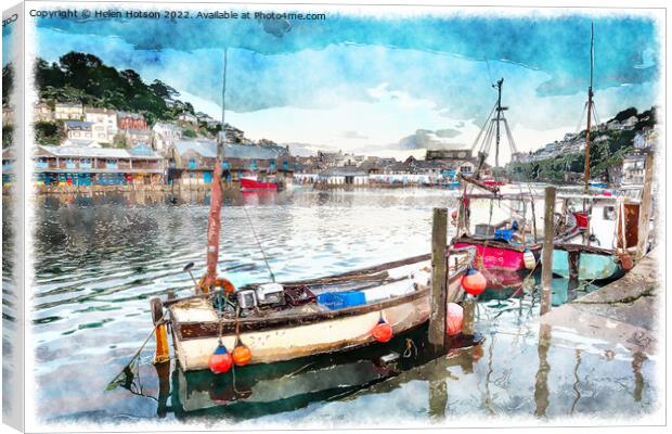 Looe Harbour Canvas Print by Helen Hotson