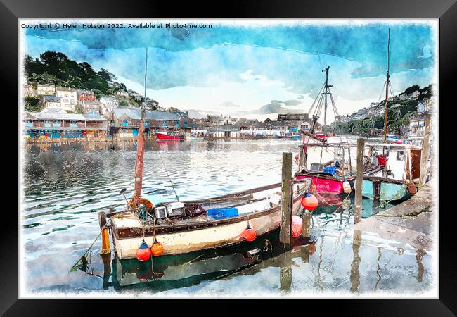 Looe Harbour Framed Print by Helen Hotson