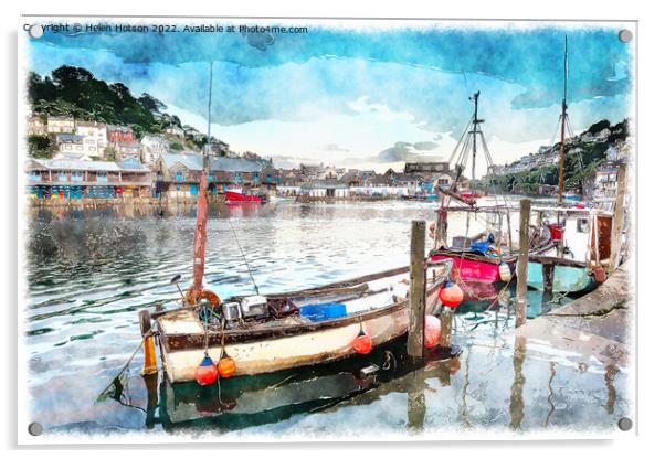 Looe Harbour Acrylic by Helen Hotson