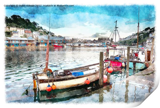 Looe Harbour Print by Helen Hotson
