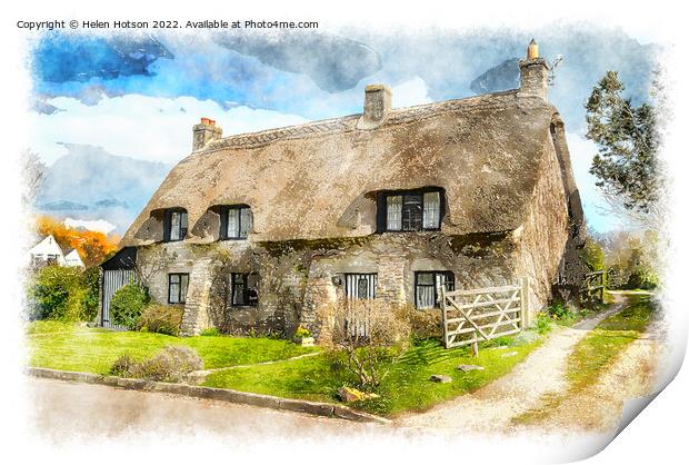 Thatched Cottage Print by Helen Hotson