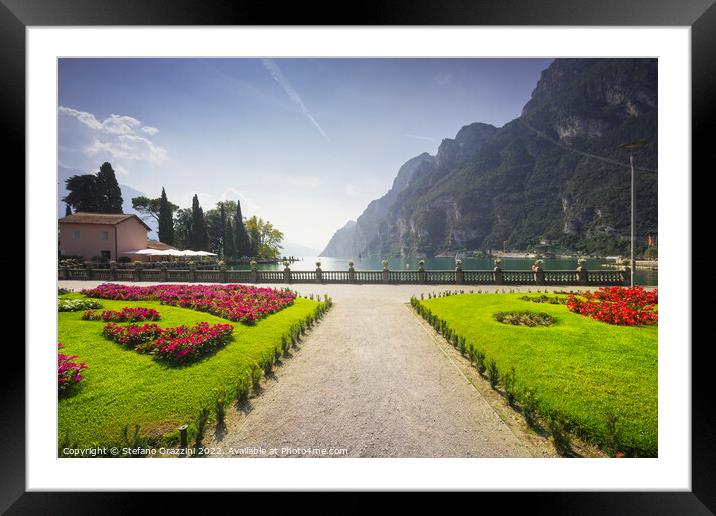 Gardens on the lake. Riva del Garda, Italy Framed Mounted Print by Stefano Orazzini