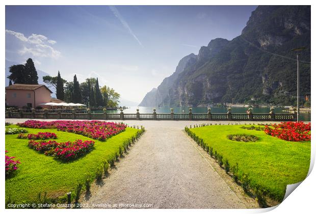 Gardens on the lake. Riva del Garda, Italy Print by Stefano Orazzini