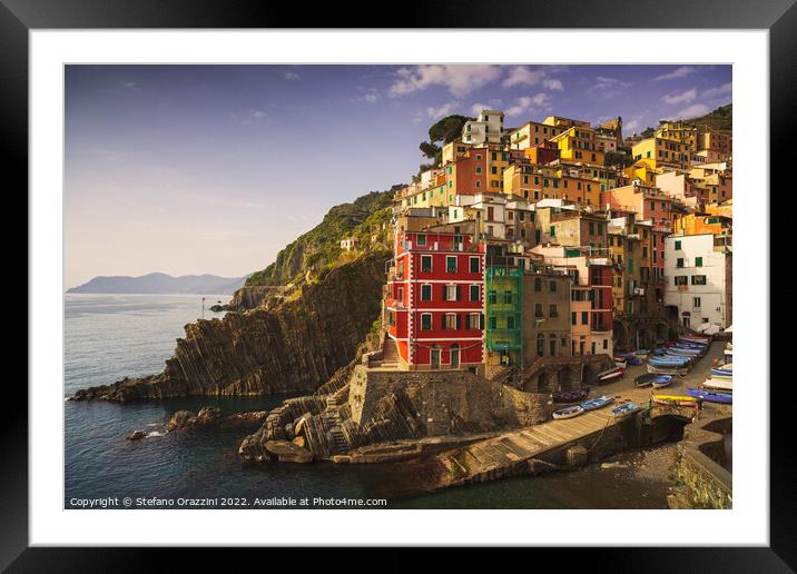 Riomaggiore old town. Cinque Terre, Italy. Framed Mounted Print by Stefano Orazzini