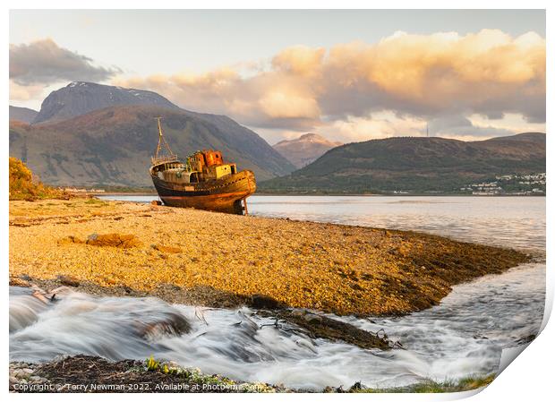Majestic View of Scottish Shipwreck Print by Terry Newman