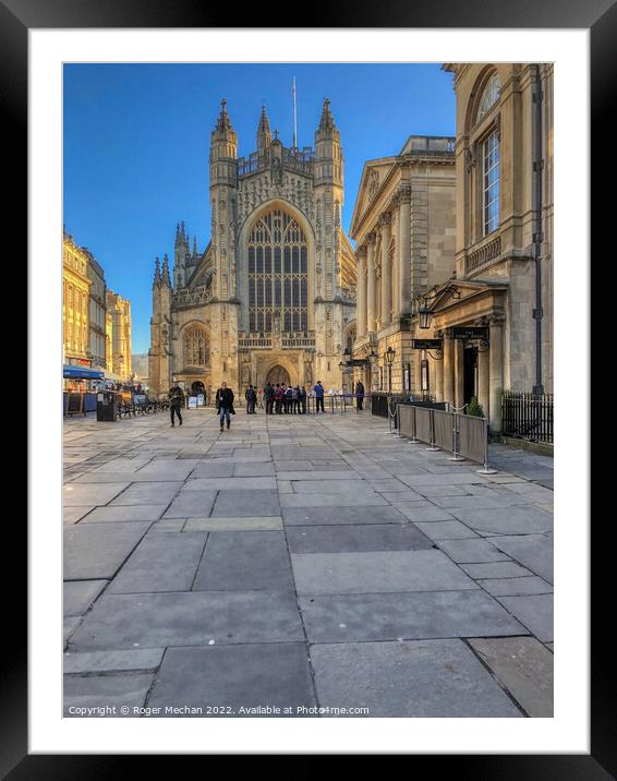 Bath Abbey and Pump Room: A Historic and Spiritual Framed Mounted Print by Roger Mechan