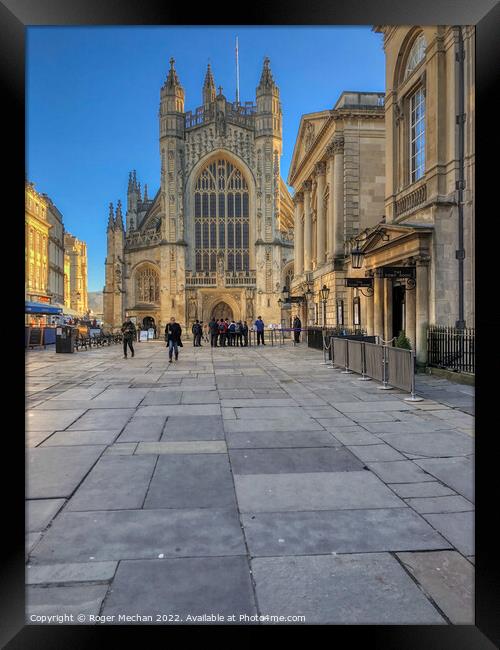 Bath Abbey and Pump Room: A Historic and Spiritual Framed Print by Roger Mechan