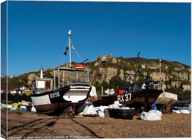 Industry and Fun in Hastings. Canvas Print by Mark Ward
