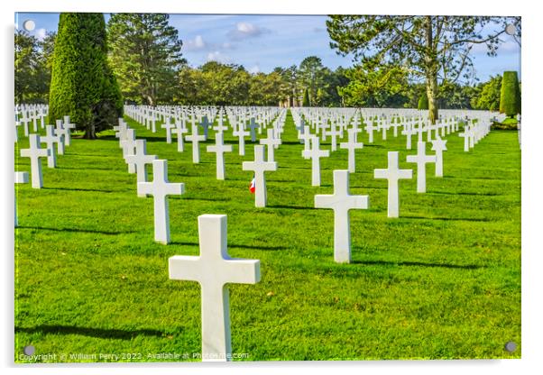 American Military World War 2 Cemetery Normandy France Acrylic by William Perry