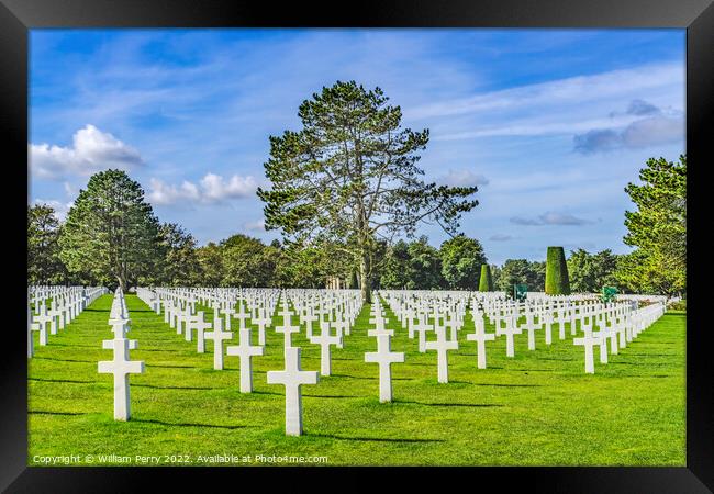 American Military World War 2 Cemetery Normandy France Framed Print by William Perry