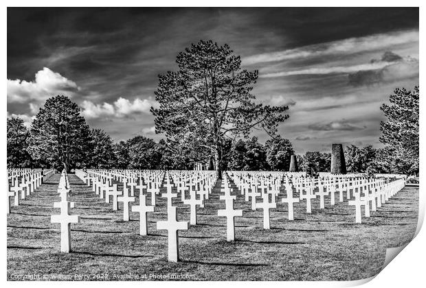 American Military World War 2 Cemetery Normandy France Print by William Perry