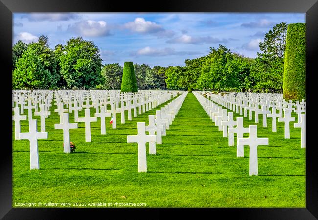 American Military World War 2 Cemetery Normandy France Framed Print by William Perry