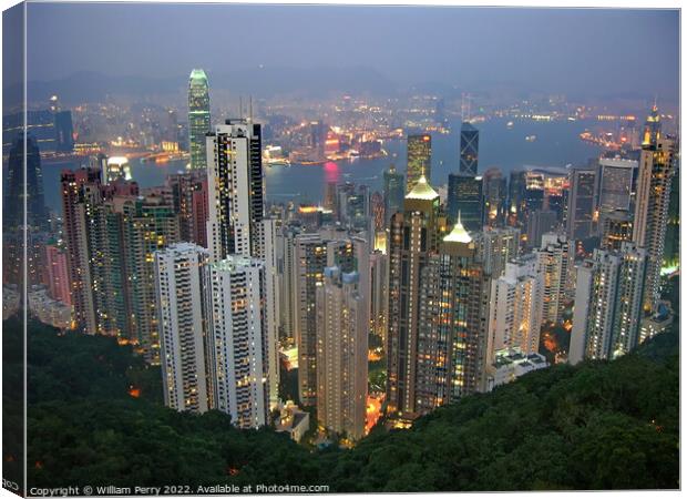 HONG KONG from Victoria Peak Early Evening Canvas Print by William Perry