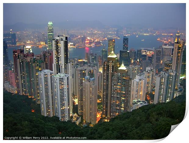 HONG KONG from Victoria Peak Early Evening Print by William Perry