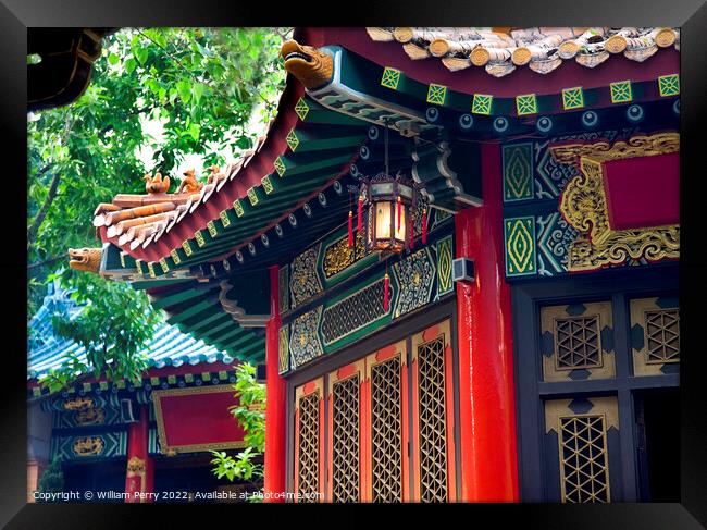 Ancient Roofs Pavilions Lantern Wong Tai Sin Good Fortune Hong Kong Framed Print by William Perry