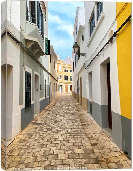 Cobblestoned Street Ciutadella Menorca Canvas Print by Deanne Flouton