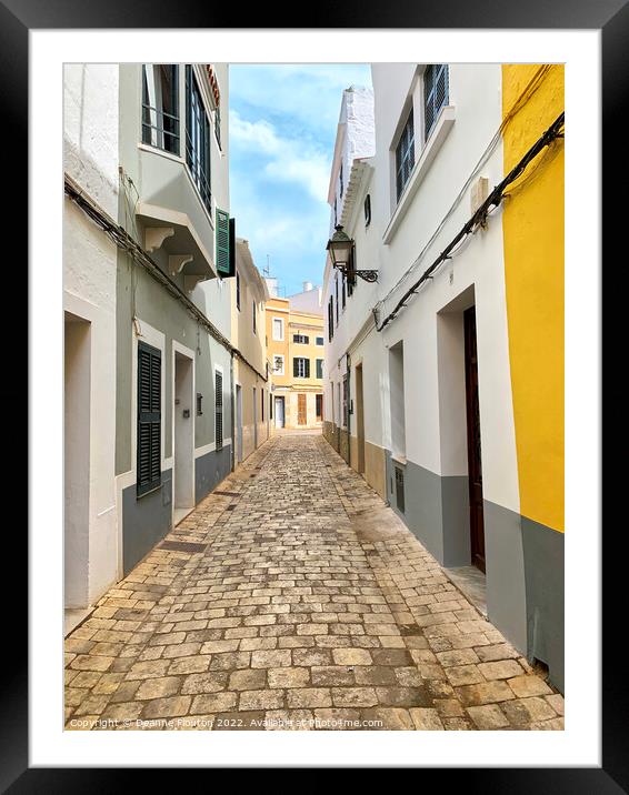 Cobblestoned Street Ciutadella Menorca Framed Mounted Print by Deanne Flouton