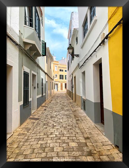 Cobblestoned Street Ciutadella Menorca Framed Print by Deanne Flouton