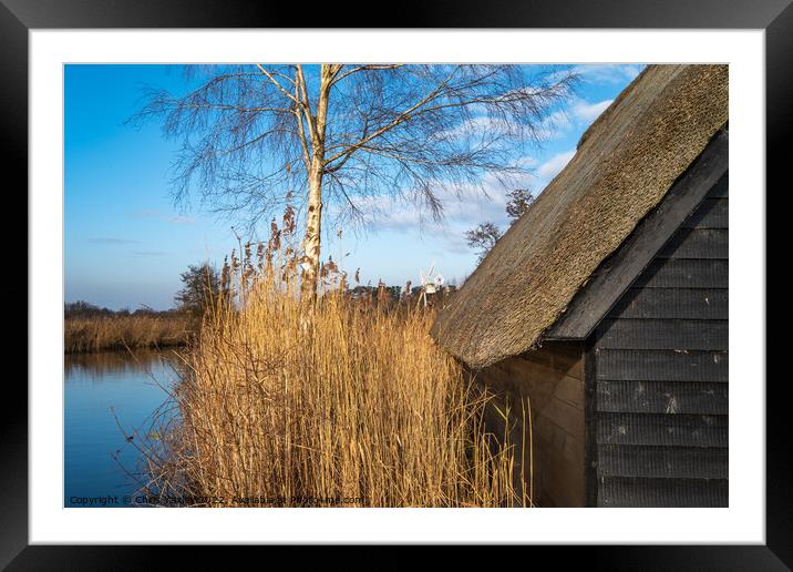 Norfolk Broads boat shed Framed Mounted Print by Chris Yaxley