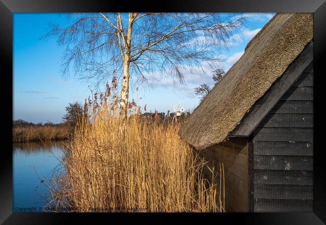 Norfolk Broads boat shed Framed Print by Chris Yaxley