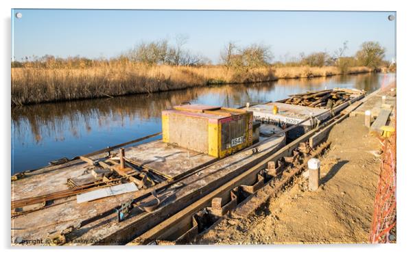 River bank restoration, Norfolk Broads Acrylic by Chris Yaxley
