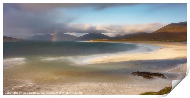 Seilebost Beach & Harris Mountains Print by Guy Keen