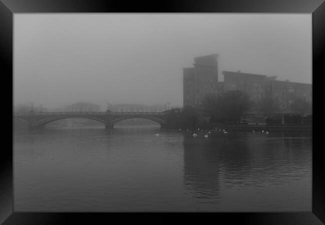 Stockton in the Fog Framed Print by Kevin Winter