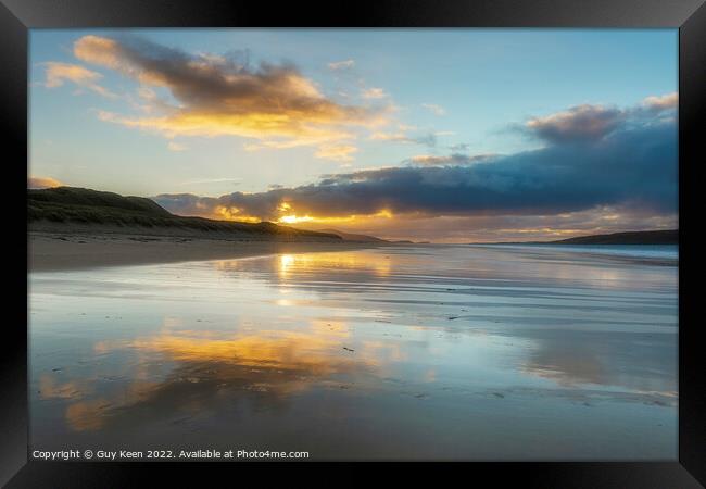 Luskentyre  Beach at Sunset Framed Print by Guy Keen