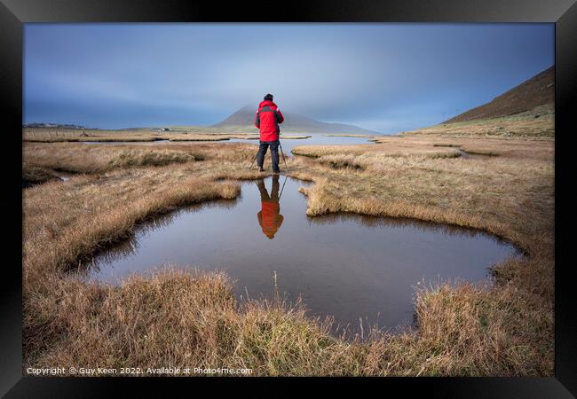 Photographer on the Salt Marsh Framed Print by Guy Keen