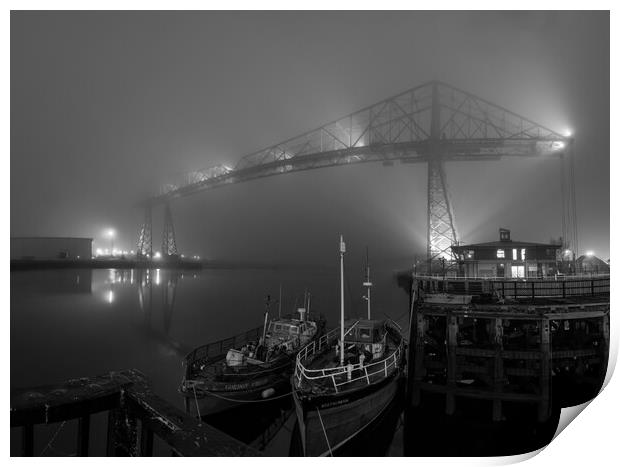 Transporter in the fog in Black & White Print by Kevin Winter