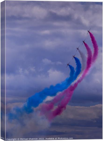 Red Arrow aircraft display team produce a tricolou Canvas Print by Michael Shannon