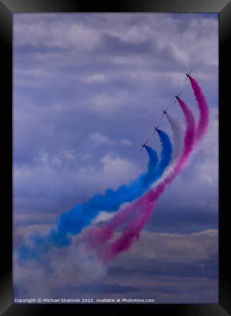 Red Arrow aircraft display team produce a tricolou Framed Print by Michael Shannon