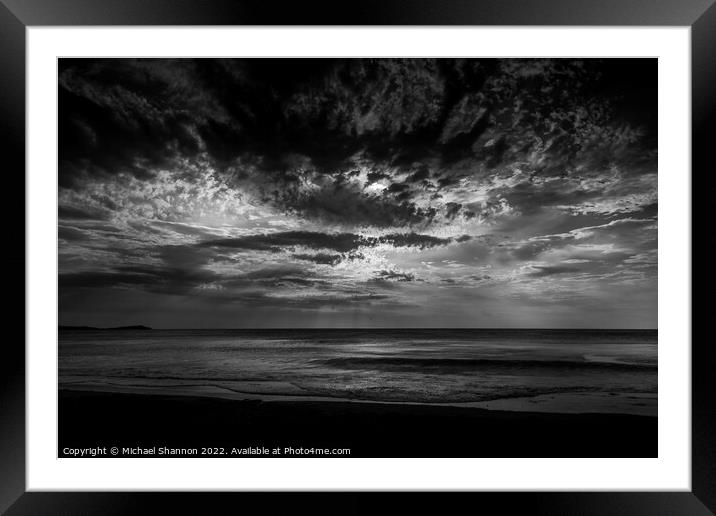 Sunset over Watergate Bay, Cornwall Framed Mounted Print by Michael Shannon