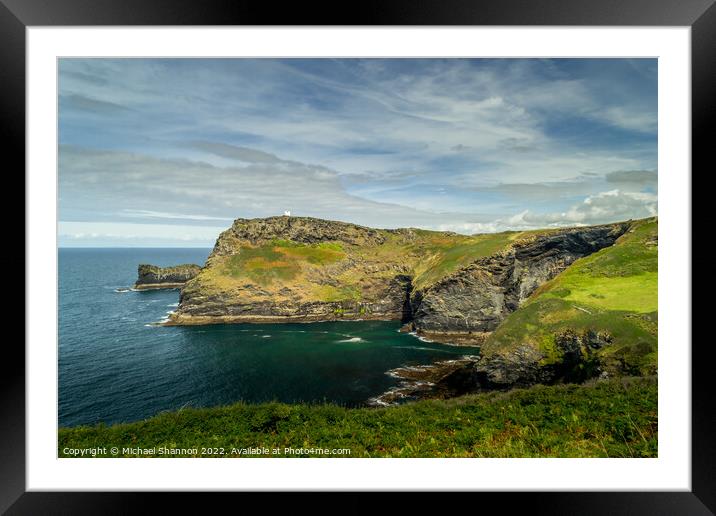 Rugged cliffs viewed from the South West Coast Pat Framed Mounted Print by Michael Shannon