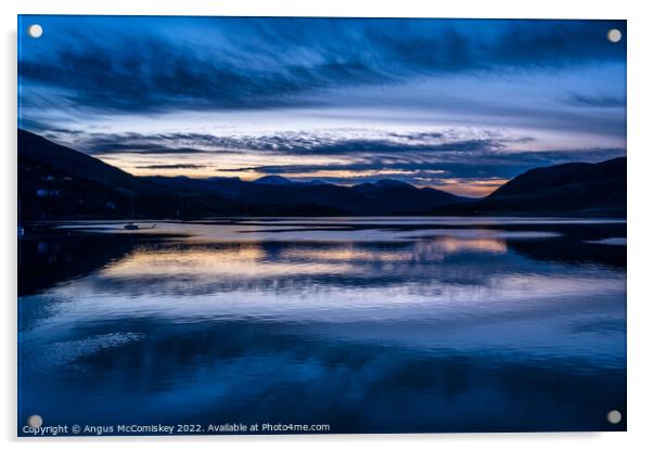 Dawn breaks across Loch Broom Acrylic by Angus McComiskey