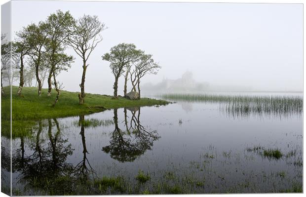 Misty tree reflections Loch Awe Canvas Print by Gary Eason