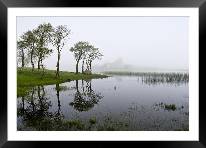 Misty tree reflections Loch Awe Framed Mounted Print by Gary Eason