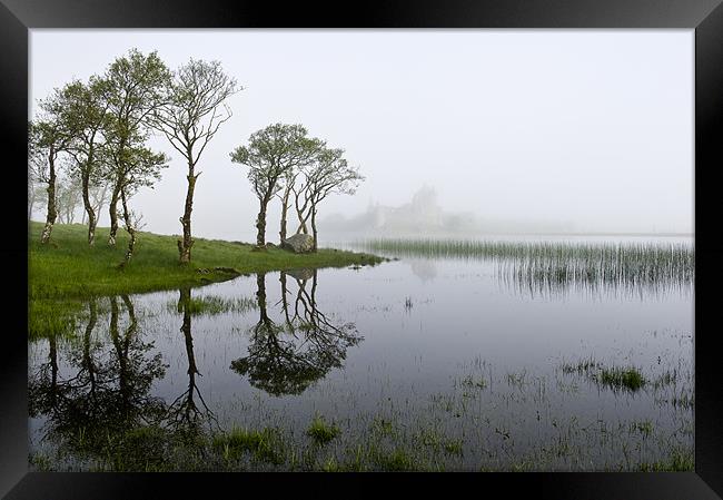 Misty tree reflections Loch Awe Framed Print by Gary Eason
