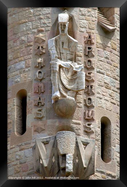 Facade, Sagrada Familia cathedral, Barcelona. Framed Print by john hill