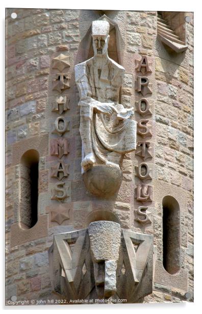 Facade, Sagrada Familia cathedral, Barcelona. Acrylic by john hill