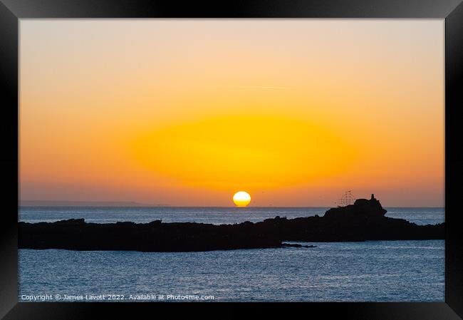 Sunrise Over St Clementine's Isle Mousehole Framed Print by James Lavott